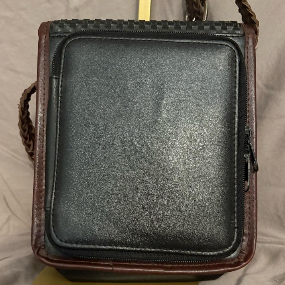 Brighton Brown and Black Woven Crossbody Bag- Retired. Braided Strap. - Picture 2 of 8